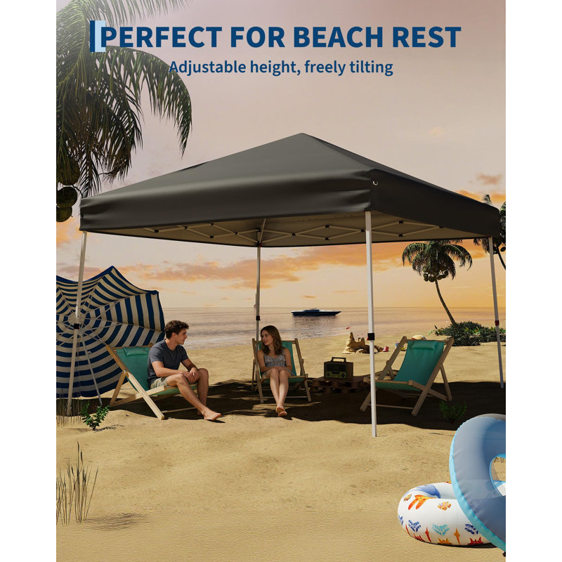 Canopy Tent, 10' x 10' Outdoor Pop Up Canopy Tent with Carry Bag, Portable Shelter for Patio Deck Garden Beach, 8' x 8' Canopy Cover