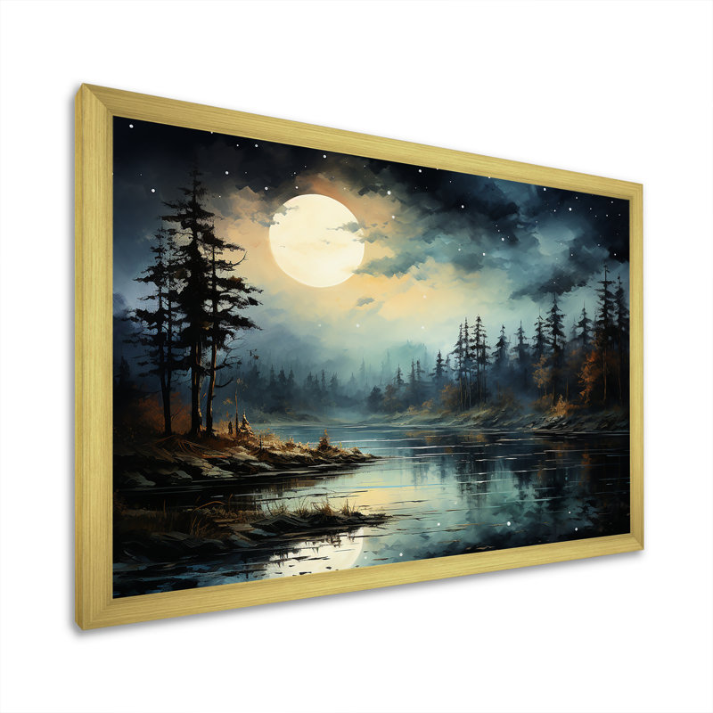 Magical Forest Moons Melody On Canvas Print, 34" H x 44" W x 1.5" D, Gold Single Picture Framed