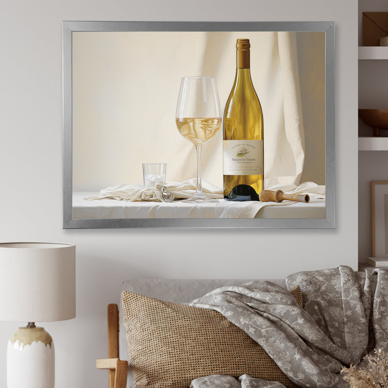 Chardonnays Charm sur toile, H 16 po x l 32 po x P 1 po, Cadre simple argenté