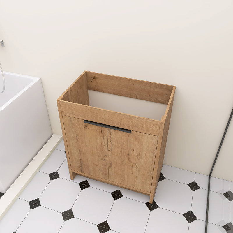 Base de meuble-lavabo autoportant 30 po avec 2 portes d'armoire à fermeture douce, tablette réglable