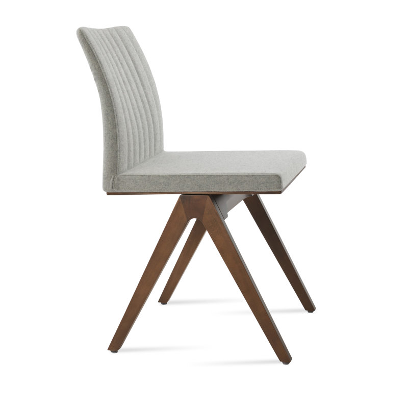 Chaise de salle à manger Zeyno, Noyer, Laine argentée