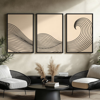 Framed Canvas Wall Art - Vintage Abstract Wall Prints for Bedroom