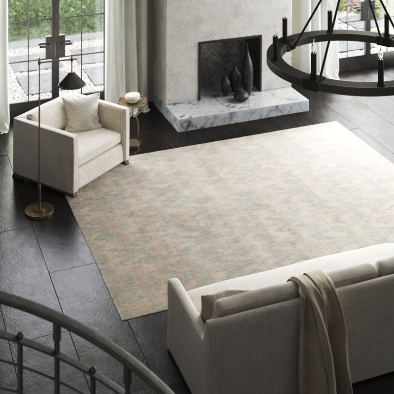 Himalayan Floral Area Rug in Light Blue/Wheat