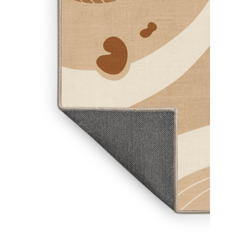 Soft Plush Earls Eclectic Abstract Area Rug in Brown – Beige Binding, 2x5