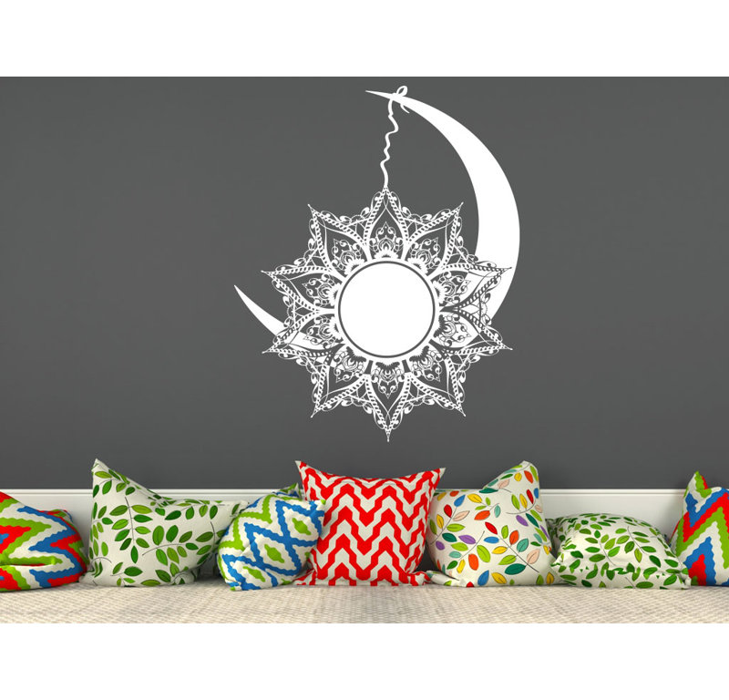 Décalcomanie murale autocollante en vinyle lune Natazhat, Blanc