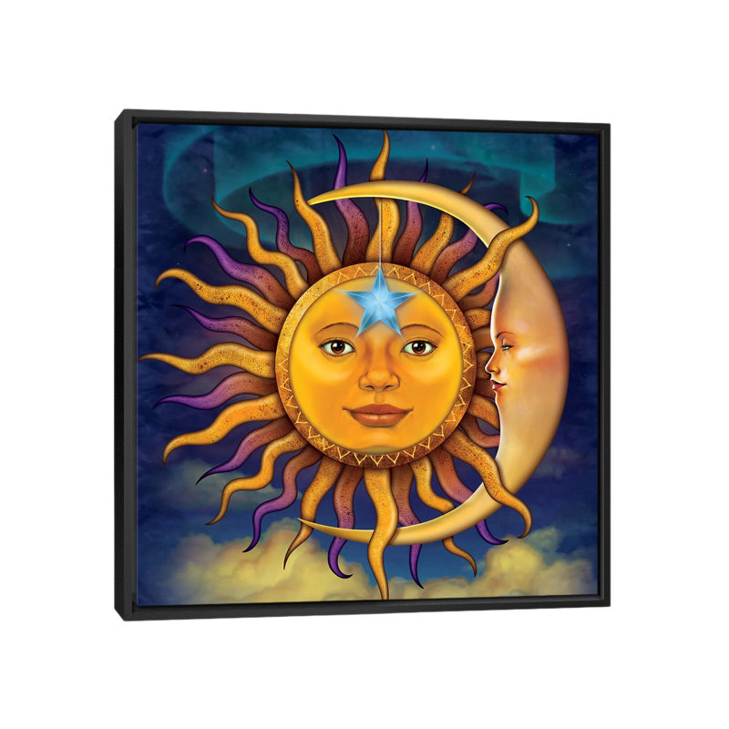 Sun Moon by Vincent Hie - Print on Canvas, Black Framed, 93.98 cm H x 93.98 cm W