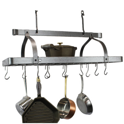 Grande Cuisine Rectangle Ceiling Rack Hammered Steel