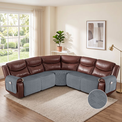 Housse imperméable pour canapé en L 5 pièces, housse de canapé en L lavable à la machine antidérapante