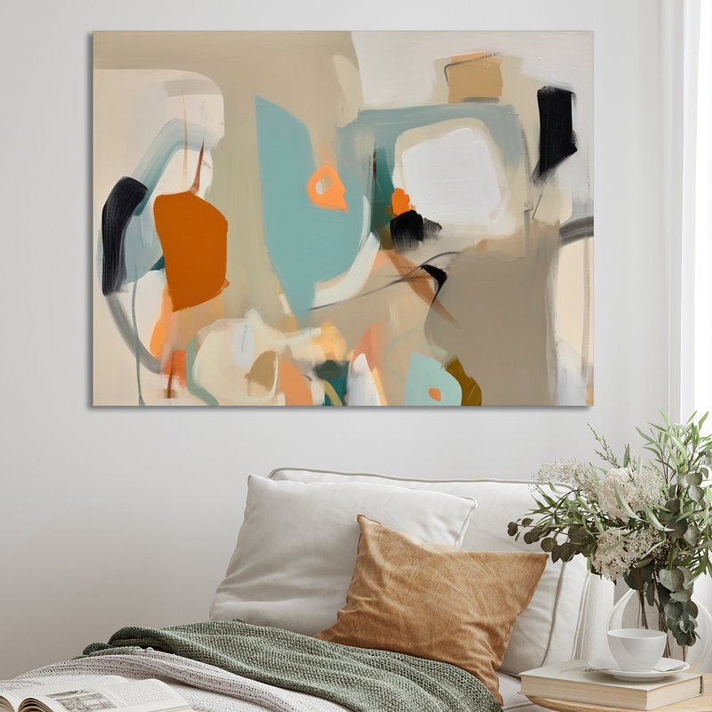 Projection of Innocence Vintage Expressionism - peinture abstraite sur toile, art mural, Toile tendue, H 16 po x l 32 po