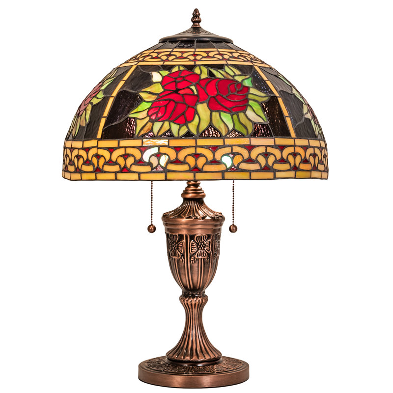 Mahogany Bronze 25" Table Lamp with Stained Glass Shade