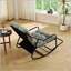 Chaise berçante d'extérieur avec coussin épais ultra-confortable, parfaite pour le salon, la chambre à coucher et la salle de lecture, structure noire avec coussin vert clair-1507804591