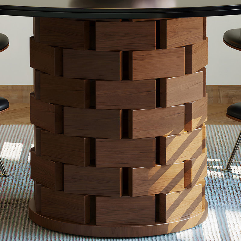 Retro-style solid wood round dining table, 29.52"H x 47.24"L x 47.24"W