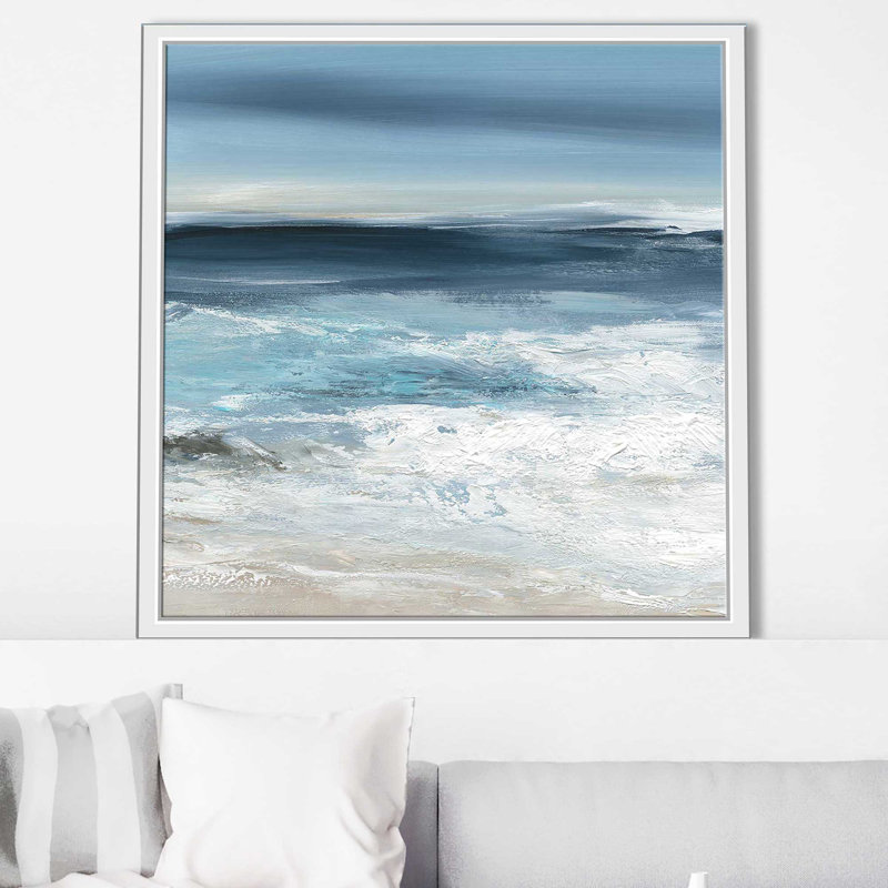 Long Beach I par Carol Robinson - Peinture, H 39,5 po x l 39,5 po x P 2 po, Cadre flottant blanc