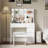 Makeup Vanity With Mirror & , 3 Lighting Exhibitions, 4 Drawers, Vast Storage Space, White Desk Power Strip, 2 Ports, Spacious