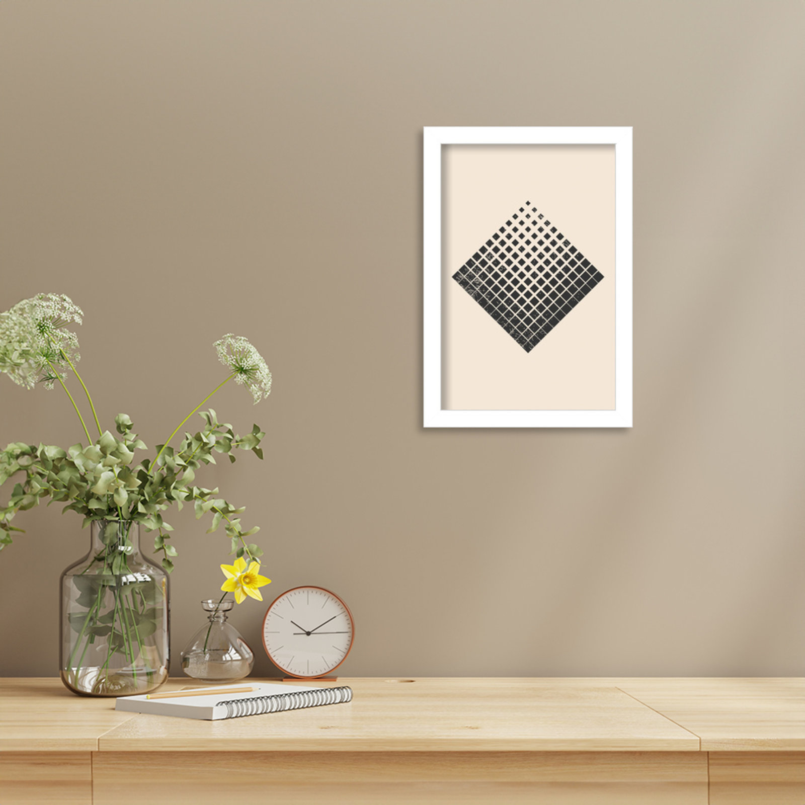 Minimal Halftone Shapes No. 3 Print, White, 13" H x 9" W x 1" D