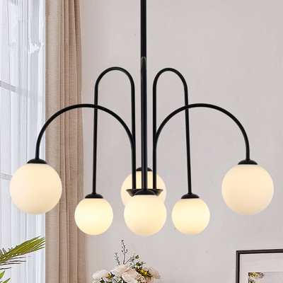 6 - Light Sputnik Glass Bubble Chandelier For Dinning Room