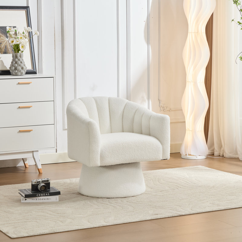 Swivel Barrel Chair, White