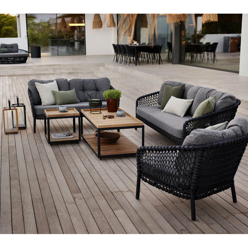 Ocean Large Lounge Chair with Cane-line Rope, Light Brown