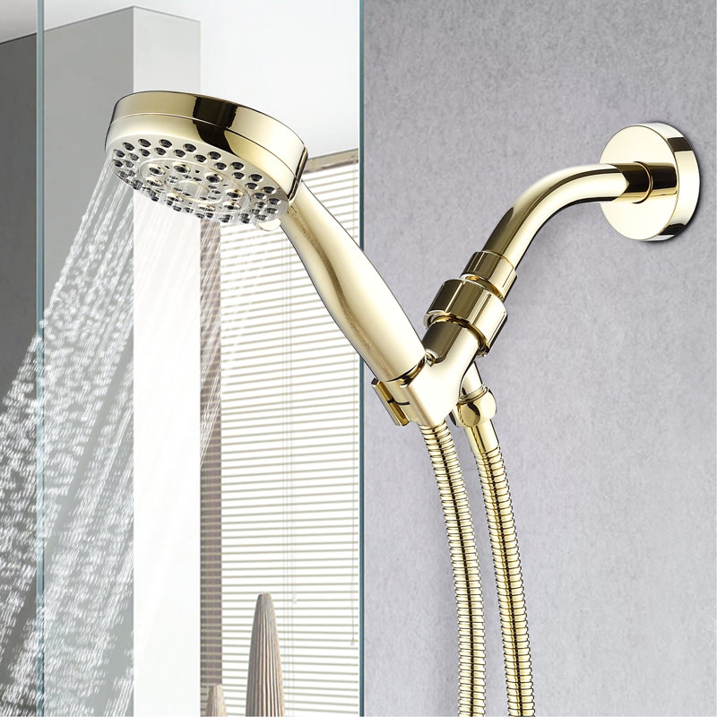 High Handheld Shower With 5 Settings - 3.5" Diameter Spray Head, Good Impact Resistance, Adjustable Water Flow, Includes Hose Mode Quality Abs, Removable , Wall Mounted, Round Shape, Consistent