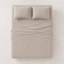Ensemble de draps 4 pièces en mousseline de coton blanc et beige-115101395-115101394