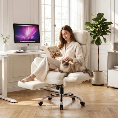 Chaise de bureau Criss Cross Leg, chaise de bureau ergonomique en molleton Teddy