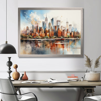 Dreamy New York Scenery Retro Watercolor - New York Wall Decor