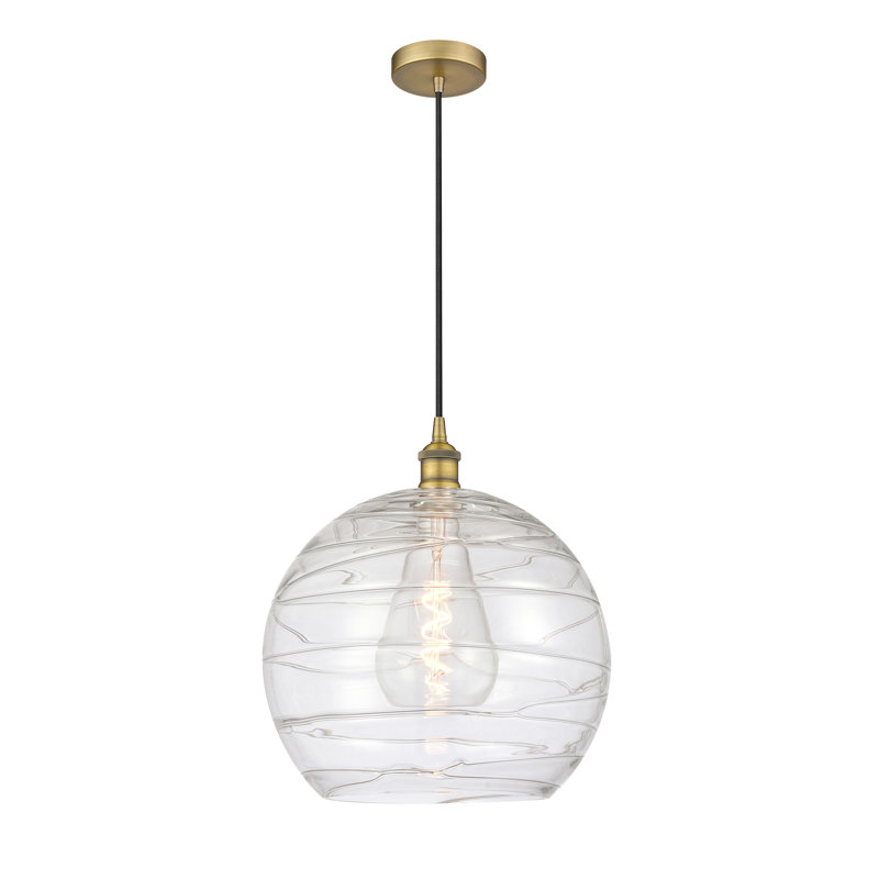 Luminaire suspendu en forme de globe à 1 lumière Mullins, Ampoule non incluse, Laiton brossé, H 131,75 po x l 8 po x P 8 po