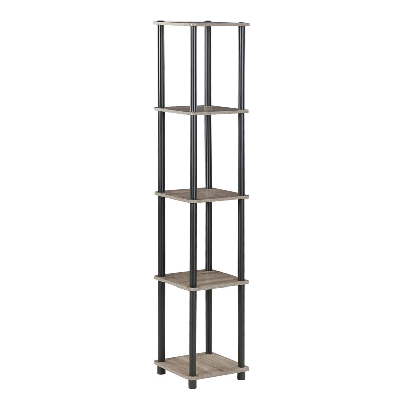 Mandrin 5 Tier Shelving Bookcase, French Oak Grey/Black