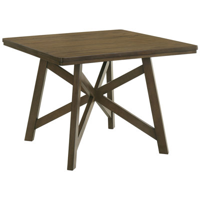 Square, Counter Height, Wood Dining Table, Brown Finish, Classic Family Setup