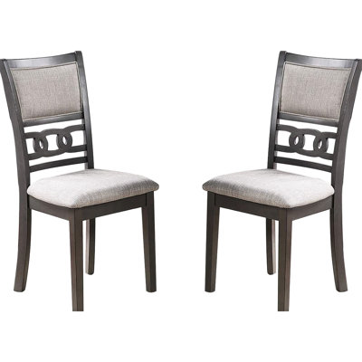 2 chaises de salle à manger grises et confortables de style contemporain en bois d'hévéa et 2 sièges gris avec coussins