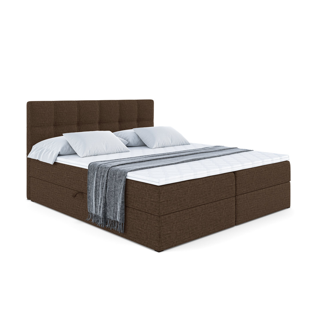 Boxspringbett mit H4 Multipocket-Matratze, Bettkasten und Topper