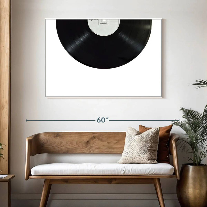 Disque vinyle, 46 po x 31 po, Cadre flottant blanc