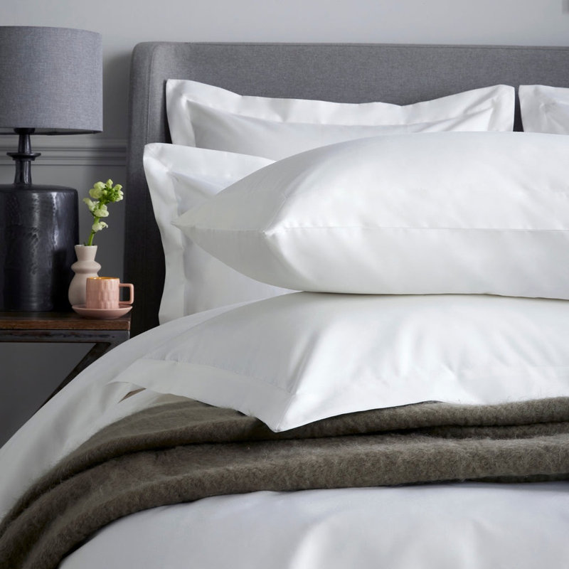 Kento 100% Sateen Cotton Oxford Pillow Case, White/White