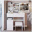 Ensemble de coiffeuse à gauche avec tabouret rembourré, miroir coulissant, commande tactile, rangement à grande capacité, ensemble de maquillage tendance-130378430