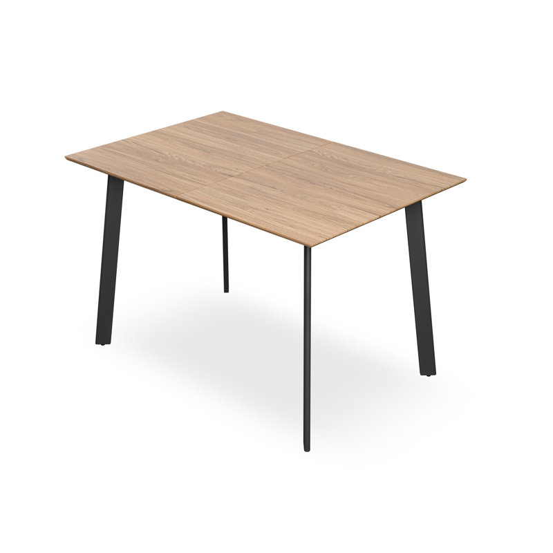 Darryll Extending Dining Table Modern Table w Black Legs, Natural Wood