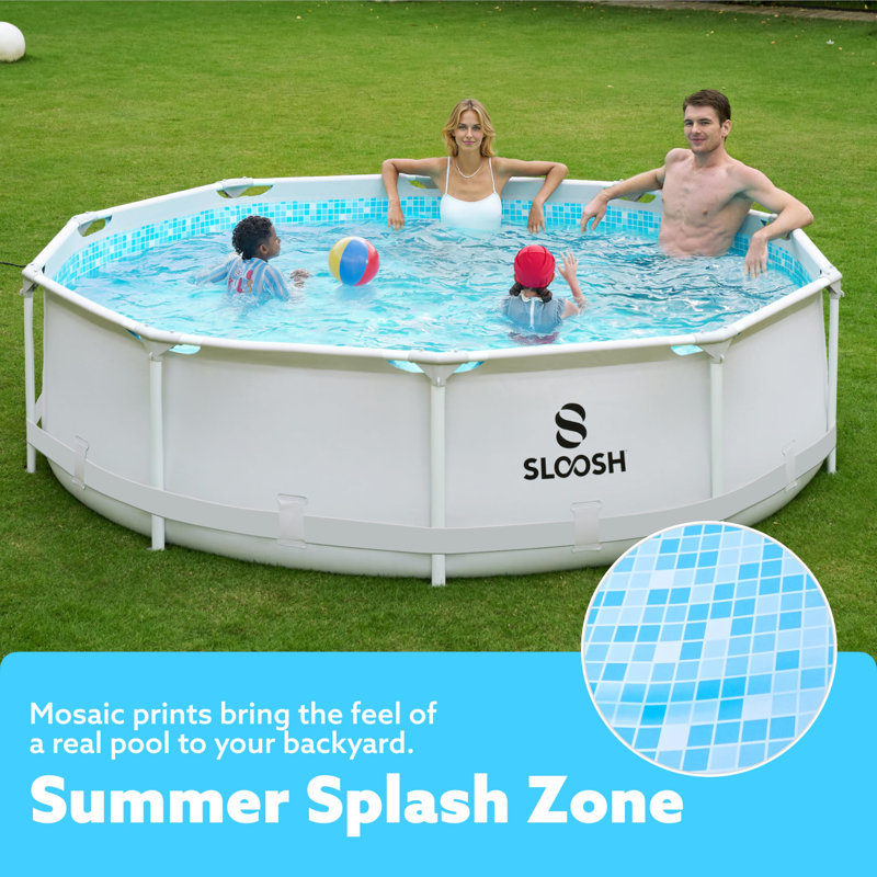 Round Above Ground Pool with Pump, 10' W x 30" H