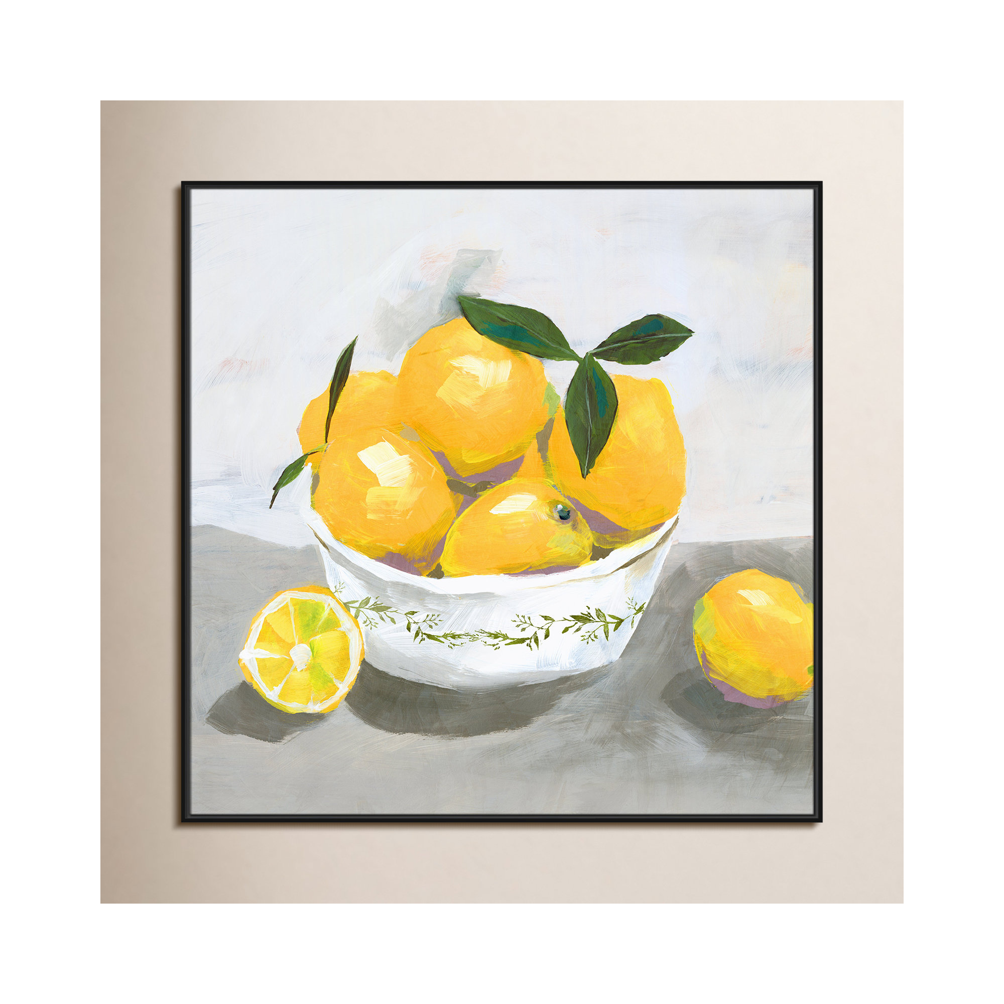 Lemons by Isabelle Z - Print, 46.5" H x 46.5" W x 2" D, Black Framed Canvas