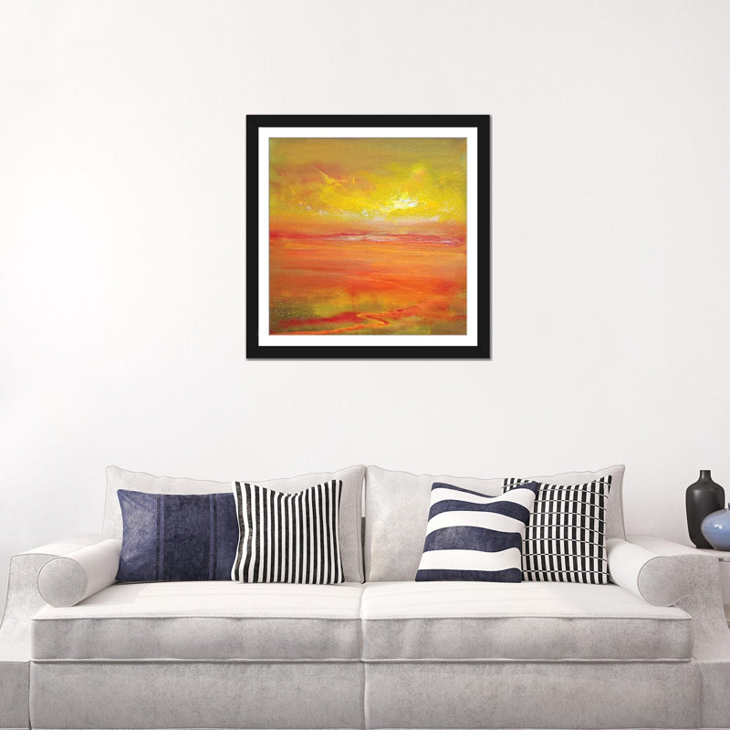 Impression sur mer, art mural encadré, 24 po x 24 po, Papier encadré, Noir