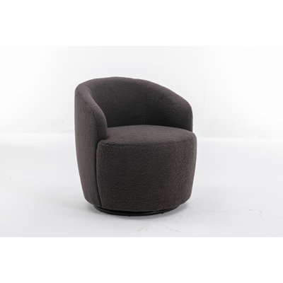 Swivel Accent Armchair, Dark Gray, Fabric, Black Powder Coating Metal Ring, Wool Main Gray Fabric Chair With Feature And Foam Inside, 26.64 Lb Weight