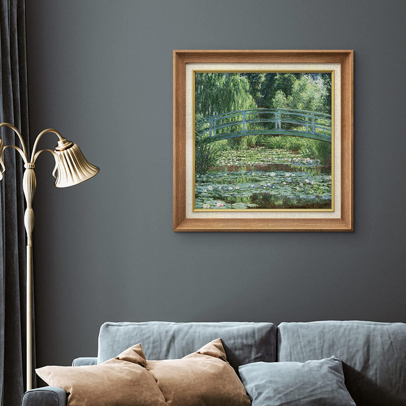 «Japanese Bridge Water Lily Lake» par Claude Monet - peinture sur toile encadrée, Naturel