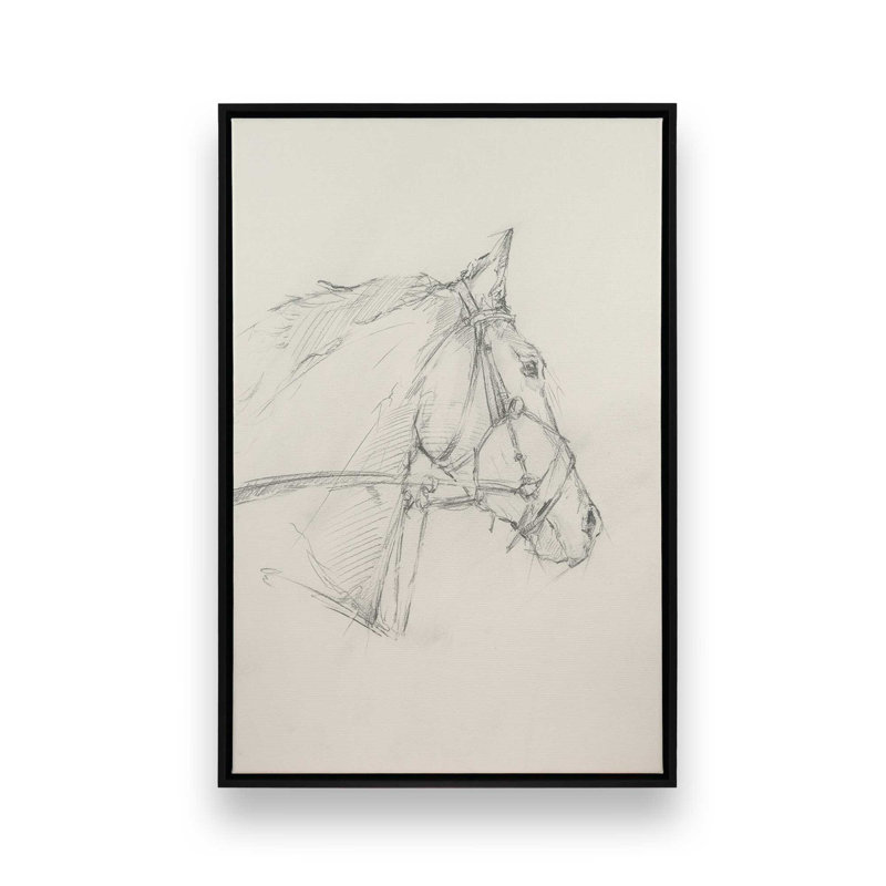 «Bridled Horse Courir croquis I» par Ethan Harper, reproduction d'art, H 24 po x l 18 po, Noir