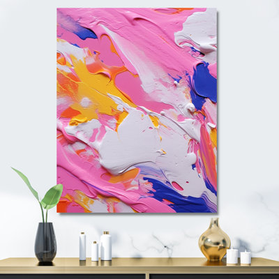 Rose, bleu, jaune et liquide, art - impression
