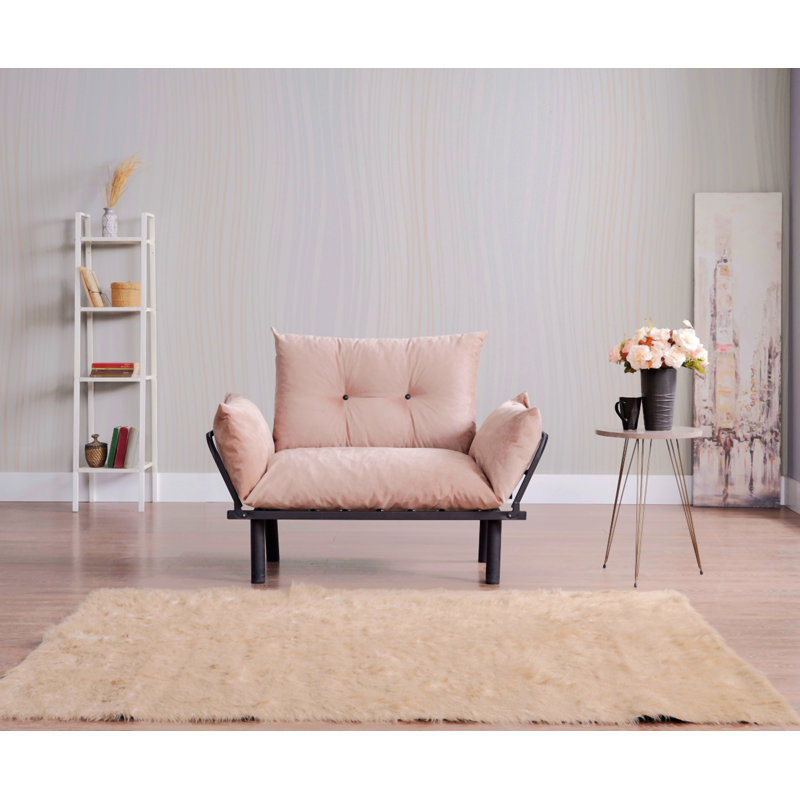 Renso 49'' Upholstered Futon Chair, Beige Fabric