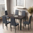 Ensemble de salle à manger 7 pièces moderne avec table rectangulaire en bois et chaises Parsons à haut dossier