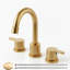Robinet de salle de bain moderne à large arche en or brossé moderne avec ensemble de bonde escamotable et conduites d'alimentation-123199479