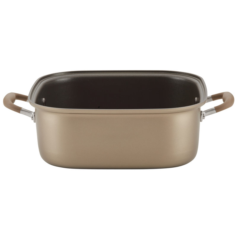Anolon Advanced Home Hard Anodized Nonstick Two Step Meal Cookware Set, Includes 7 Quart Roaster And 11 Inch Deep Square Grill Pan, 2 Piece, Bronze
