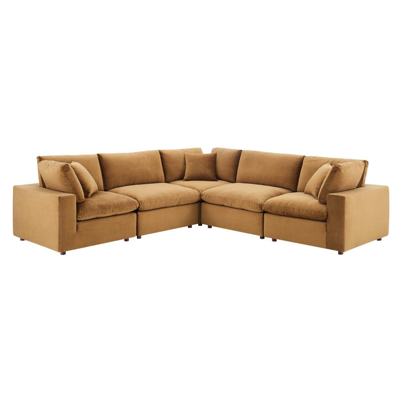 Canapé modulaire 5 pièces Modway Commix, Cognac