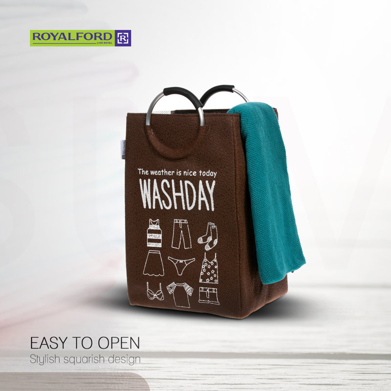 Fabric Laundry Bag with Handles, Coffee Brown
