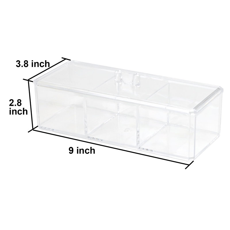 Waterproof Transparent Small Plastic Storage Box With 3 Compartments And Lid