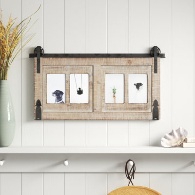 Sigtuna 4-Slot Brown Wood Wall Picture Frame with Metal Accent